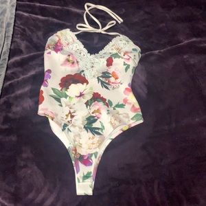 Floral halter neck bodysuit